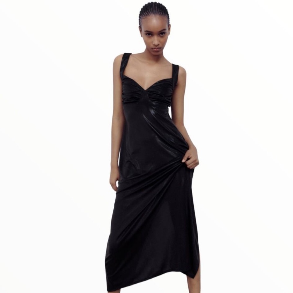 Zara Maxi “Wet Look” Dress— New!